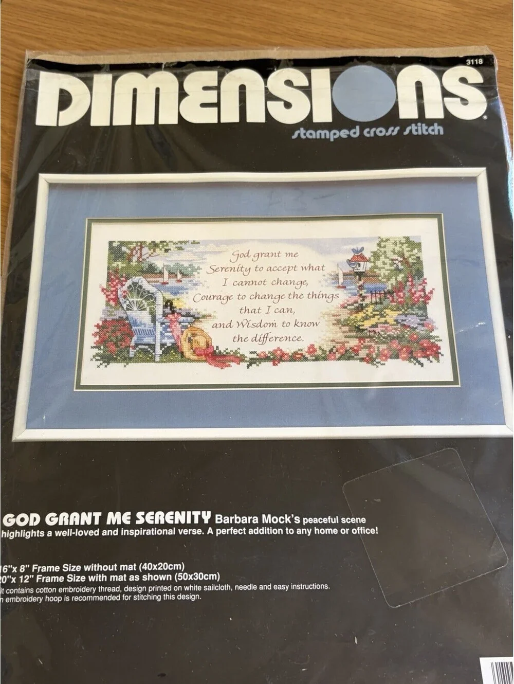 Vintage Dimensions Stamped Cross Stitch Kit God Grant Me Serenity #3118 1991 NOS